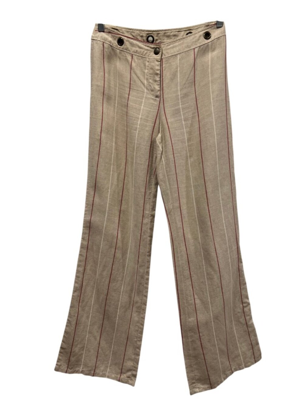 United Colors of Benetton Vintage Low Rise Wide Leg Striped Flax Pants, EU 40
